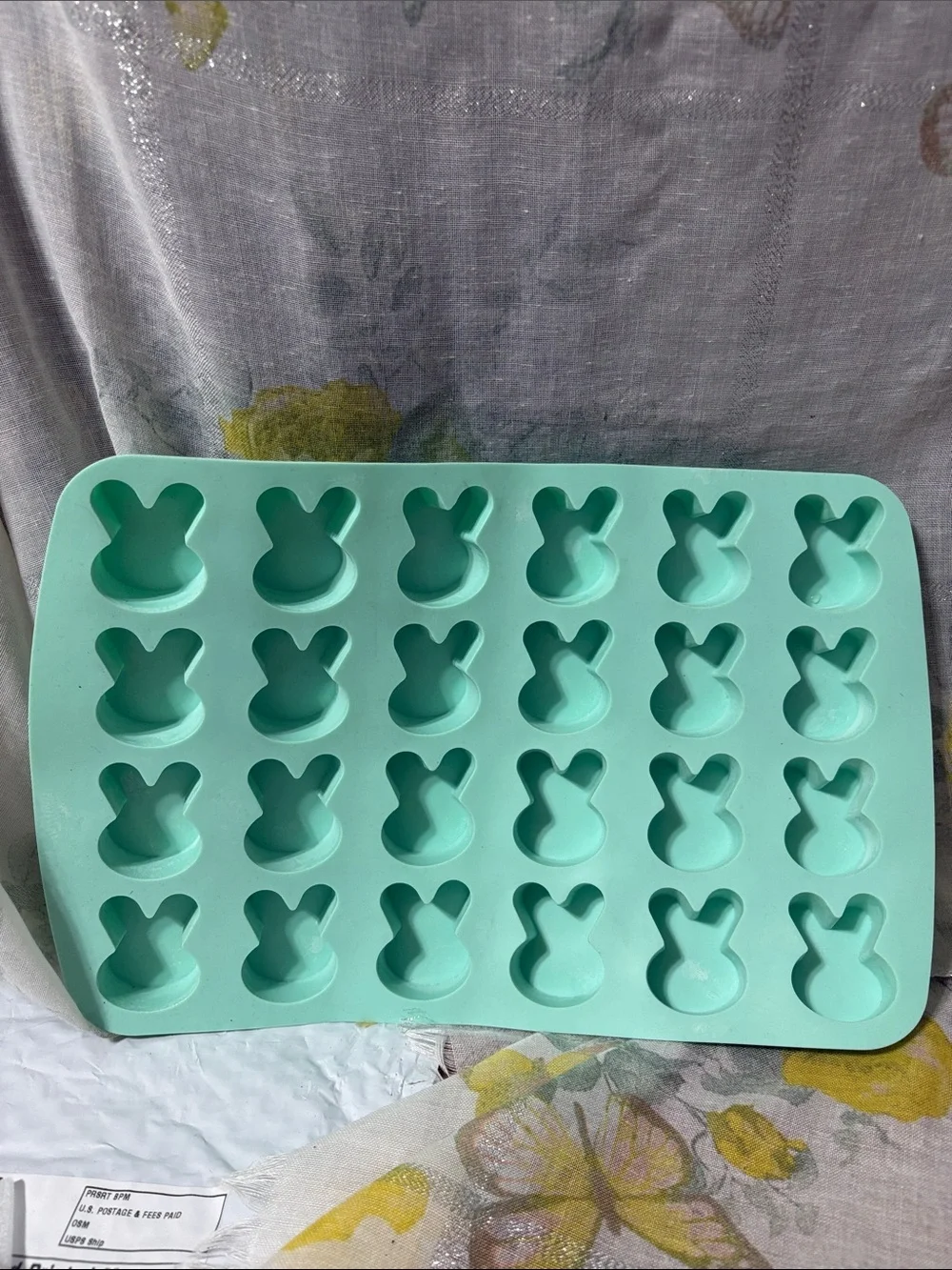Non-Branded Mint Green Silicone Bunny Mold Tray for Baking & Candy